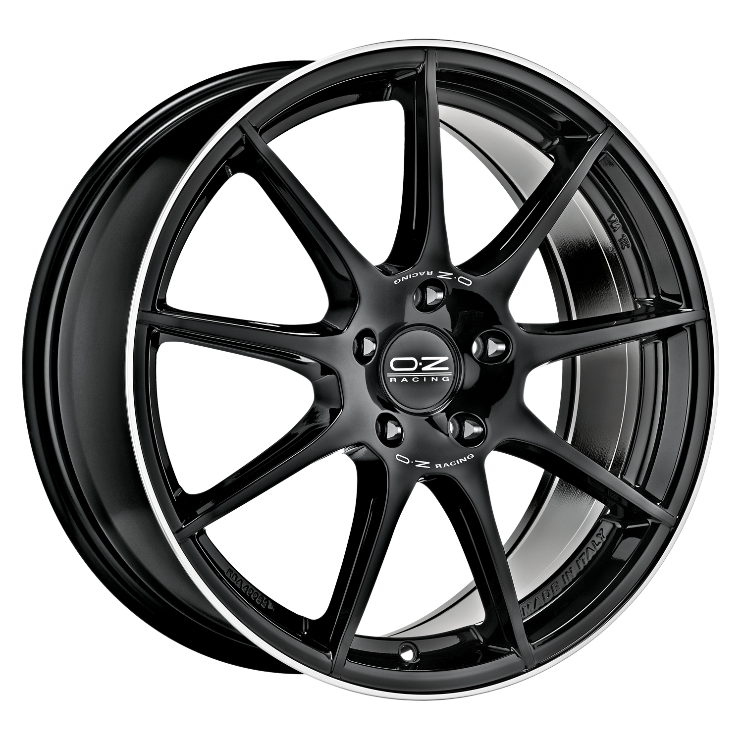 OZ Veloce gt gloss black+diamond lip+silver lettering