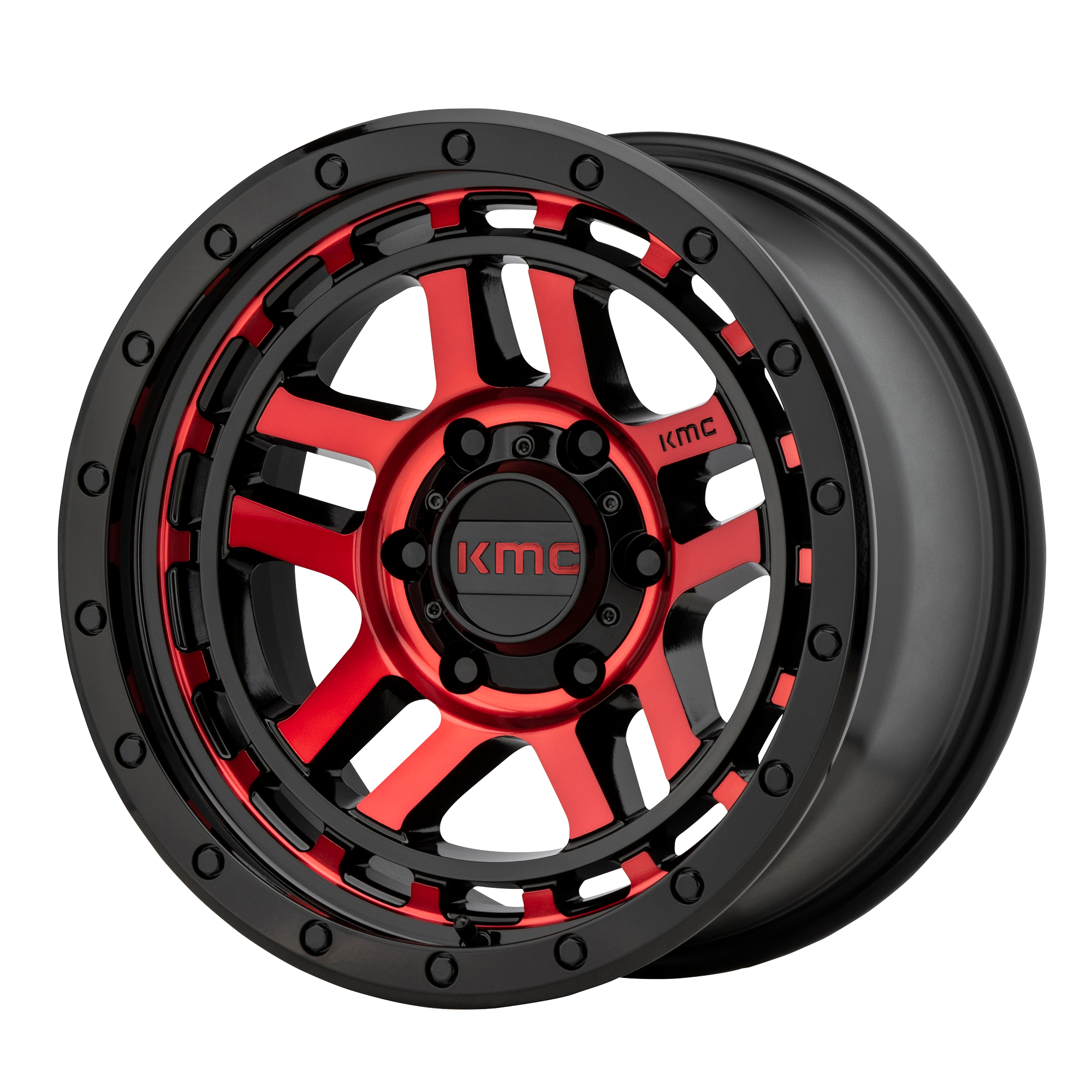 KMC KM540 GLOSS BLACK MACHINED W/ RED TINT