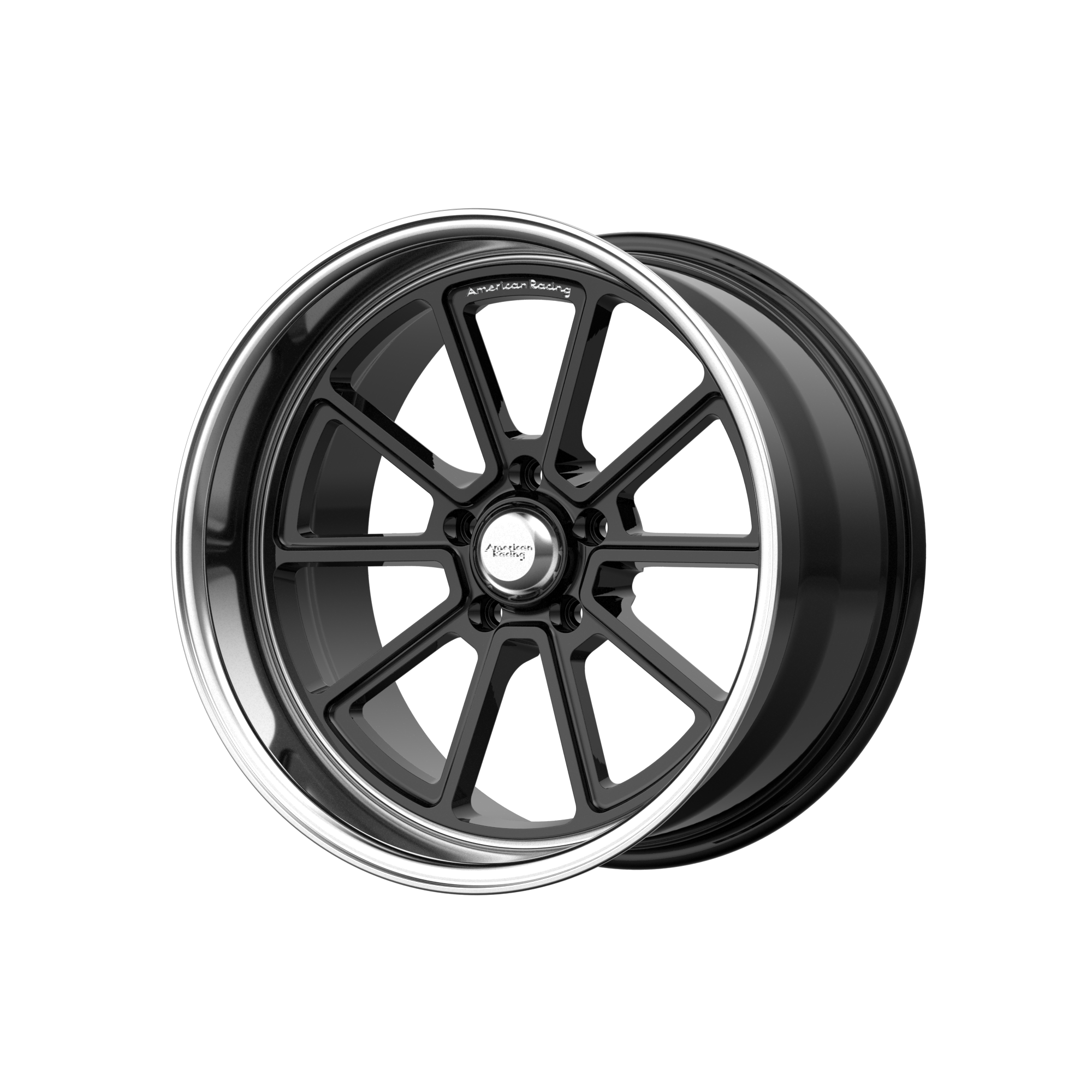 American Racing Vintage VN510 GLOSS BLACK W/ DIAMOND CUT LIP